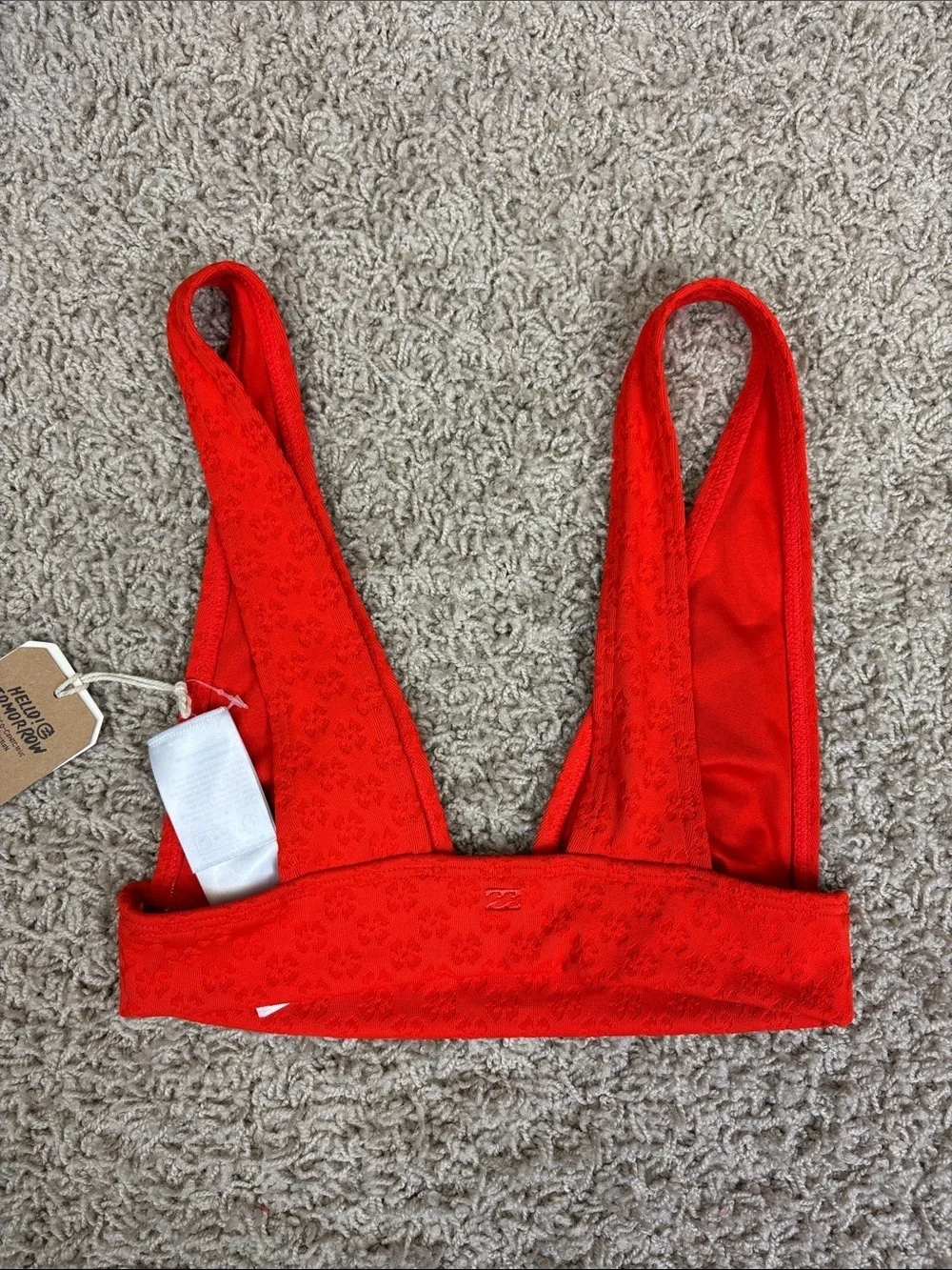 NWT Billabong Good Vibes Remi plunge bikini top hibiscus jacquard sz med